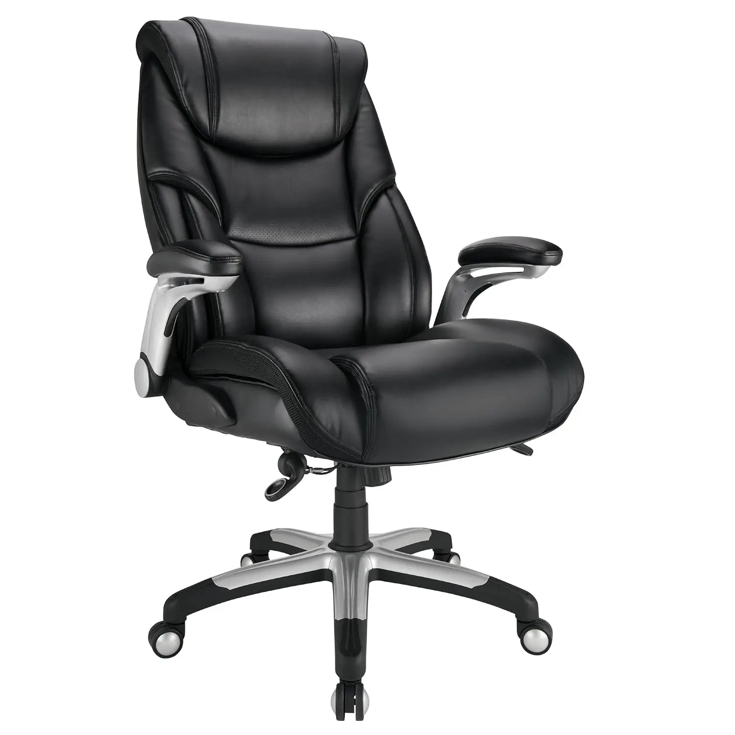 Big & Tall Leather High-Back Office Chair Ergonomic Computer Desk Seat BIFMA Certified Black Silver, Customized