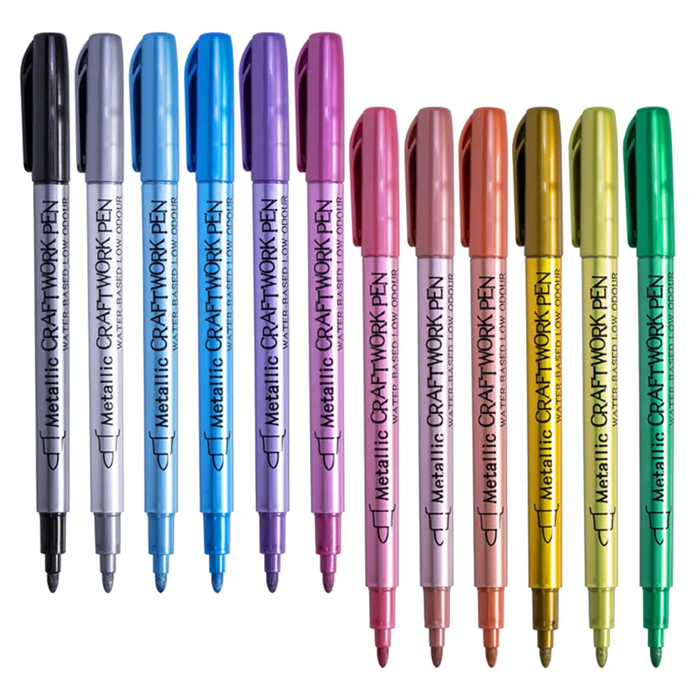 

12 Metallic Color Paint Pens Smooth Writing Special Colors Non Fading Safe Rock Painting Wood Crafts Shoe Decoration Wax Seal