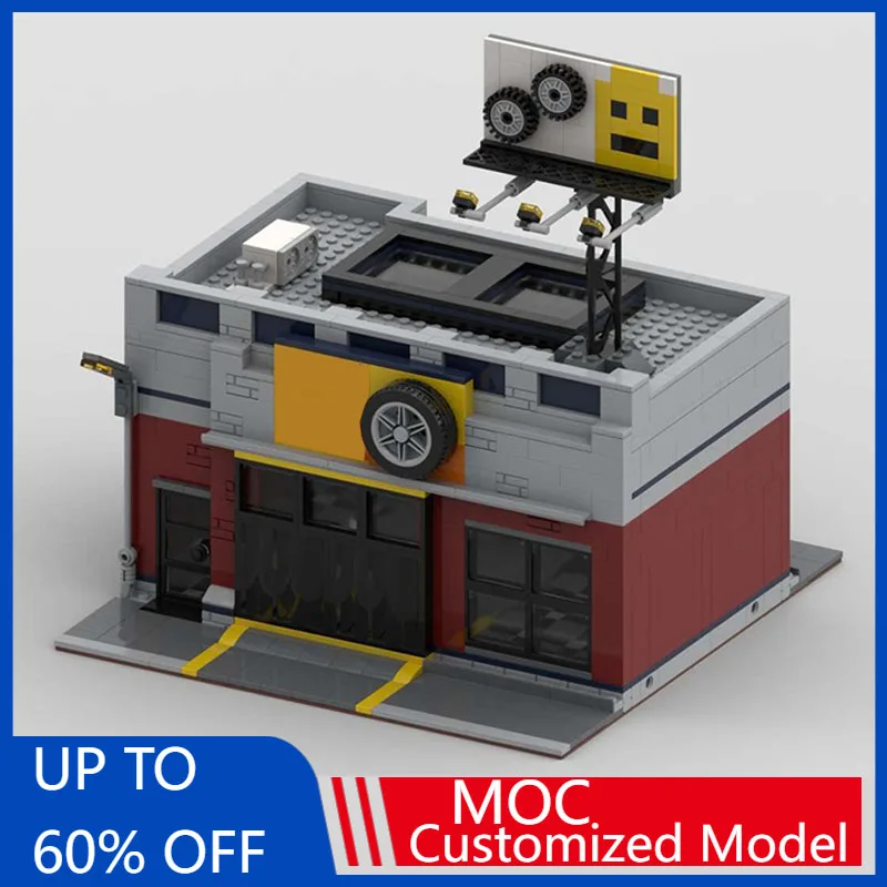 927 PCS MOC Creative City Street View Modular Tuning Workshop Model Architecture Building Block Diy Kid Assembly Bricks Toy Gift