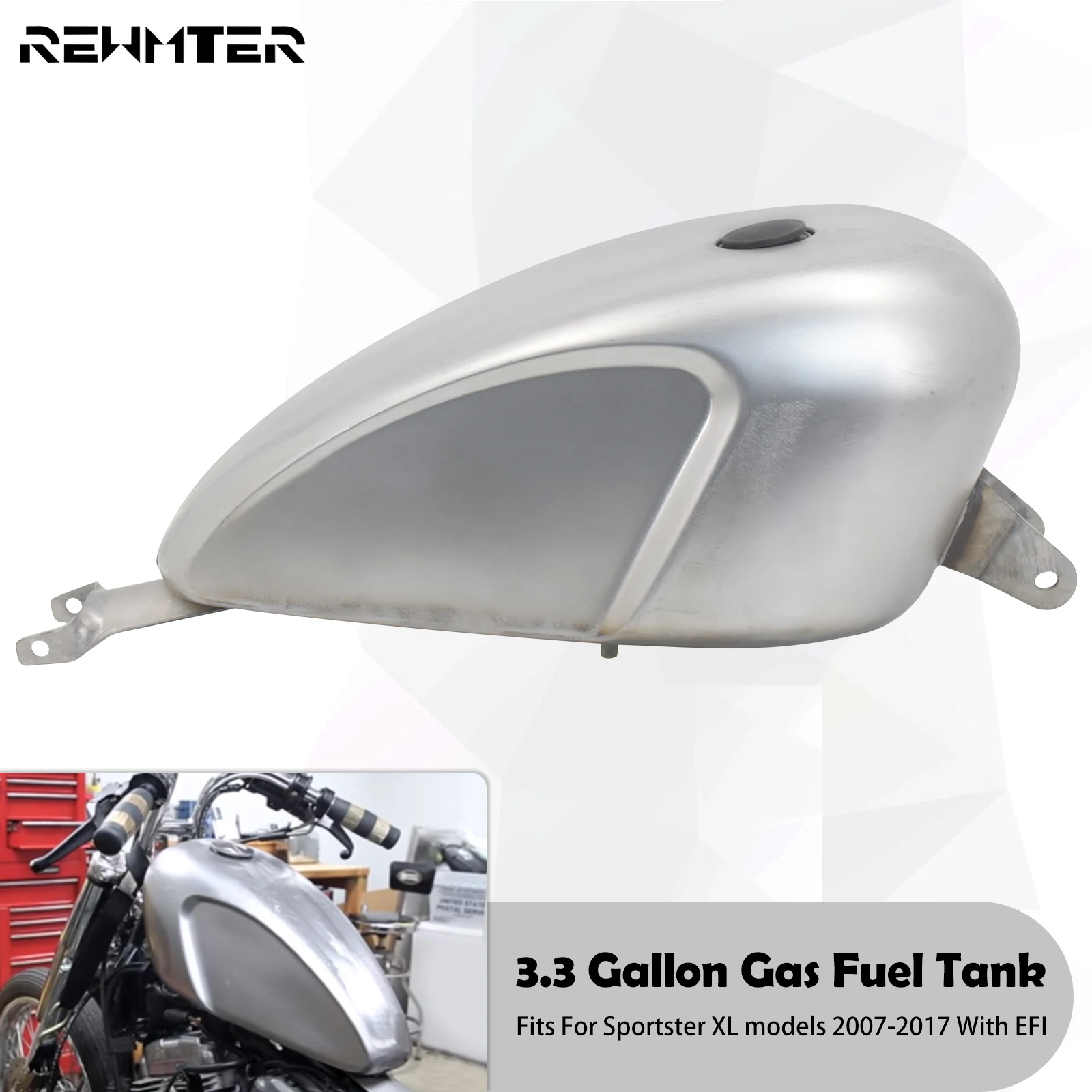 

Motorcycle Oil Fuel Tank 12.5L 3.3 Gallon Gas Fuel Tank Injection For Harley Sportster XL 72 48 883 1200 Forty Eight Iron 07-23