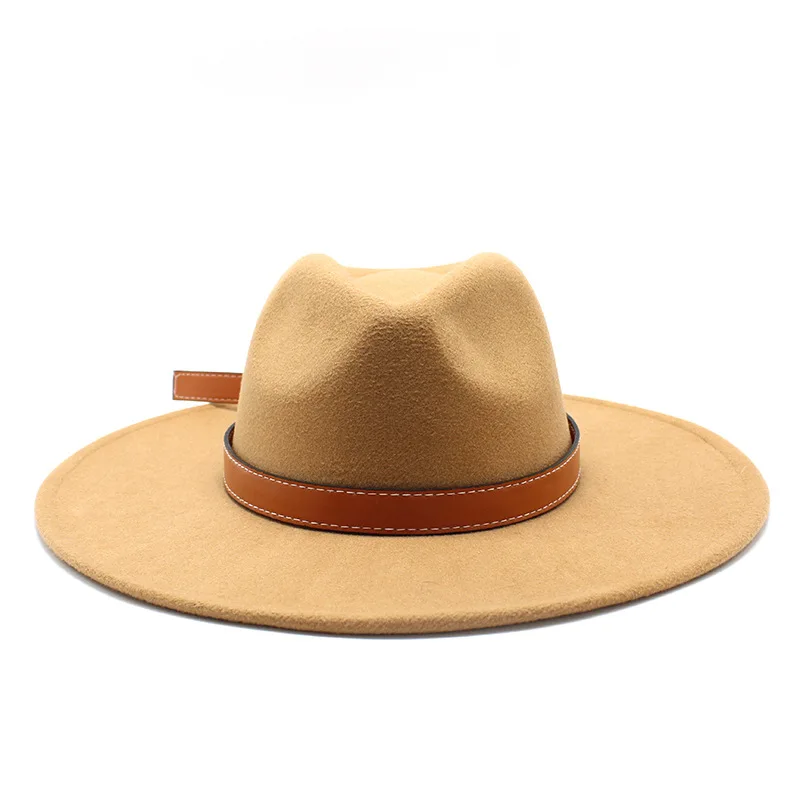 AliExpress mode européenne et américaine hommes et femmes automne et hiver nouveau Beige grande taille laine chapeau Jazz chapeau