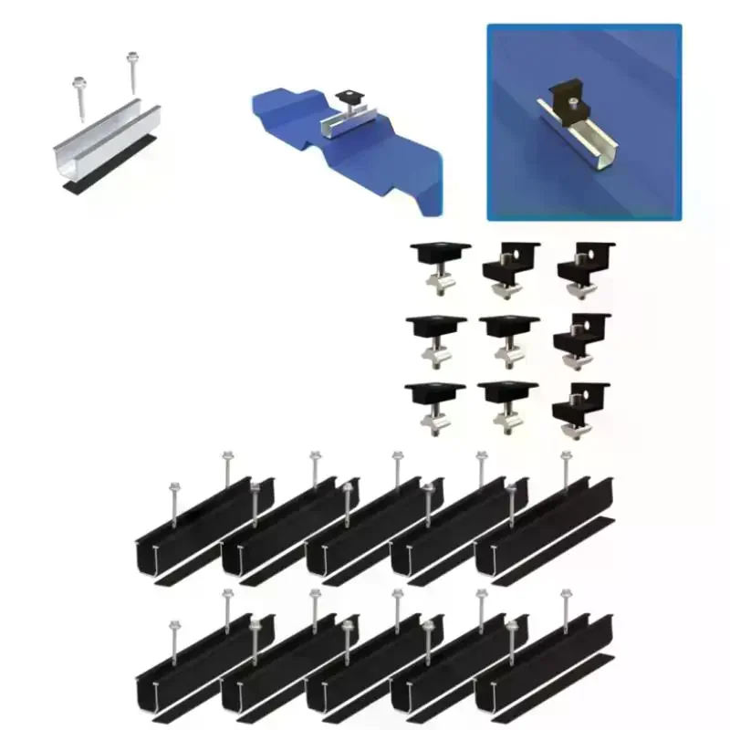 4/6/10Pcs Mid And End Clamps And Rails Kit Solar Panel Mounting Brackets For Roofing Solar Panels Of Multiple Sized
