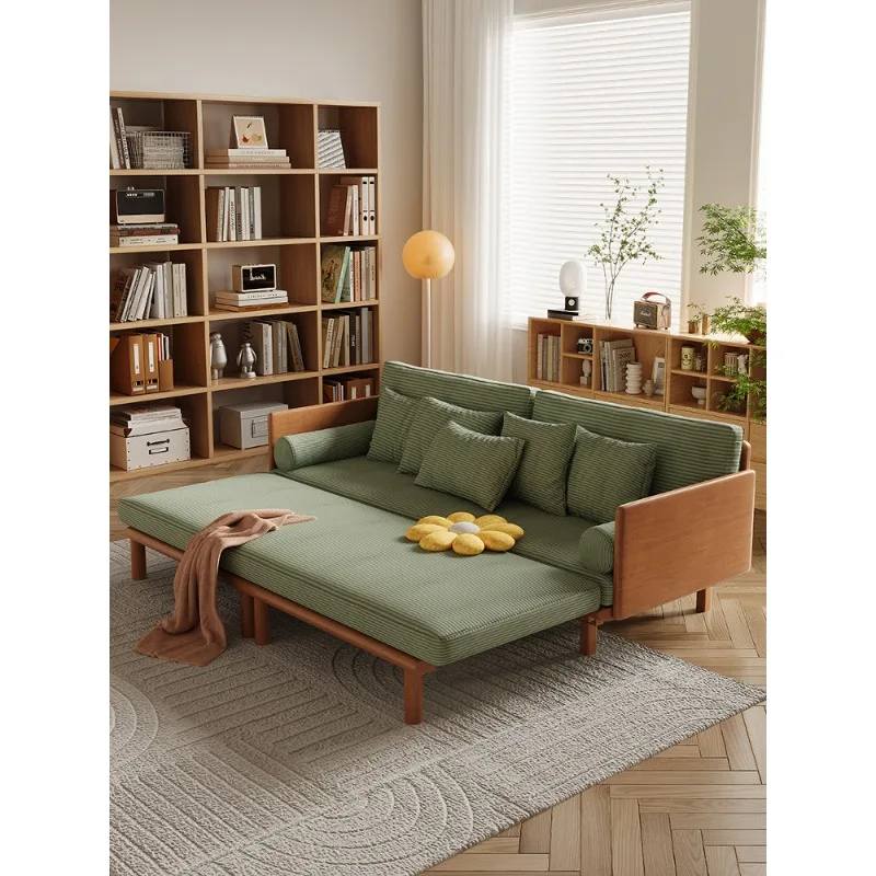 

Two-in-one solid wood sofa bed Small apartment sliding bed Retractable bed Living room folding sofa bed that does not take up