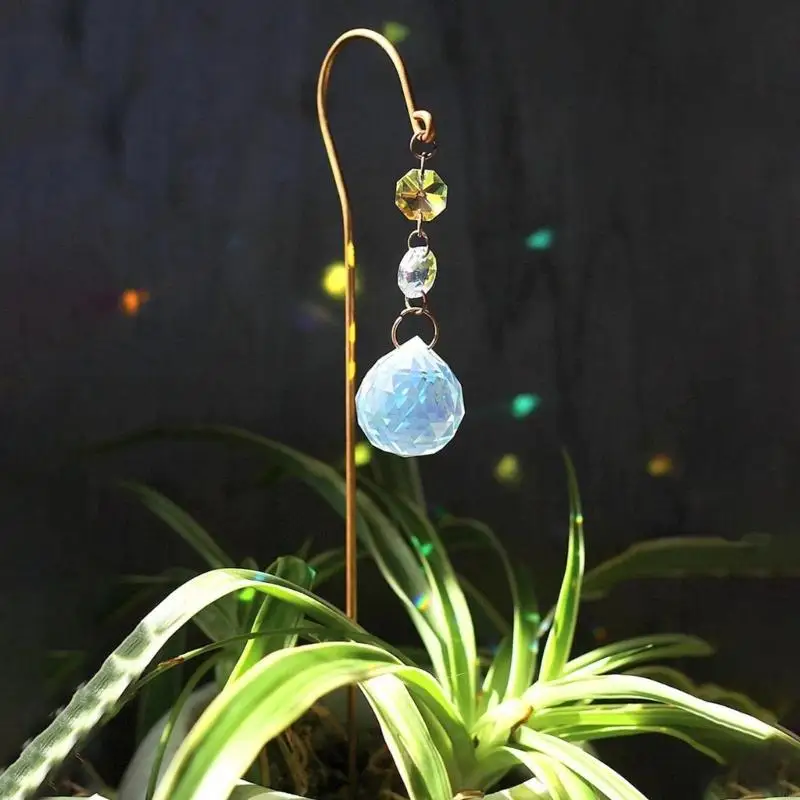 Multifunctional Sun Catcher Crystal Stake for Gardening Room Plant Decoration J0MC