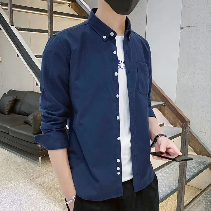 

Oxford Cloth Men's Shirt Long Sleeve Casual Loose Business Formal Slim Fit Spring Autumn Youth Popular Fashion No Ironing Req...