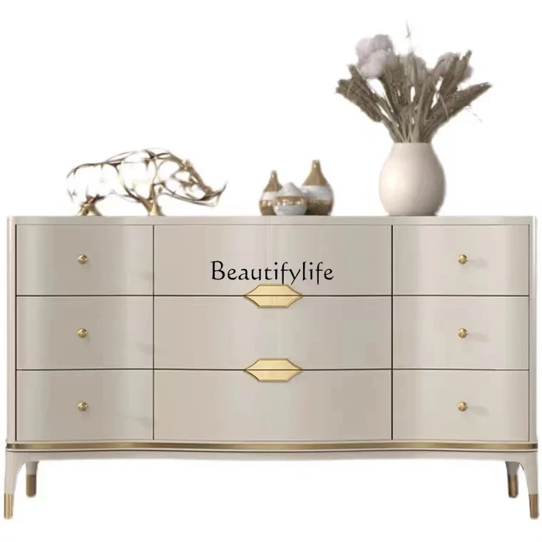 

American light luxury solid wood bedroom nine chests modern simple entrance