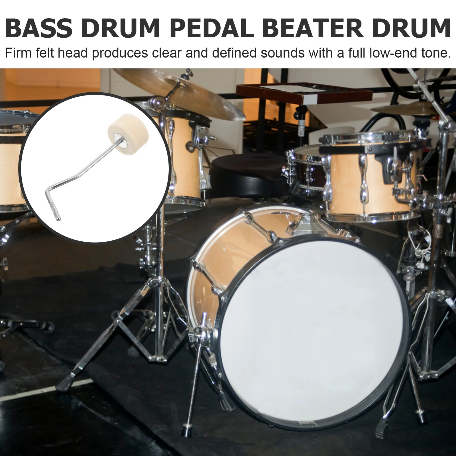 

Bass Pedal Hammer Firm Felt Head Clear Sound Full Low End Tone Durable Metal Construction Adjustable Kick Drum Foot Pedal