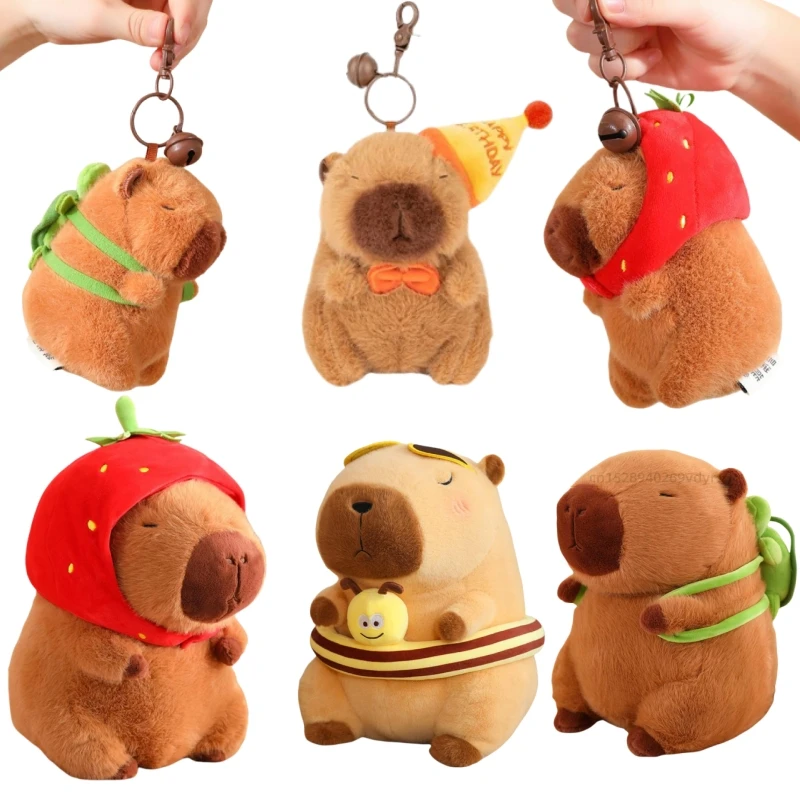 Kawaii Stuffed  Dolls Capybara Plush Transformation Stuffed  Dolls Toy Bag Pendant Animals for Boys Girls Birthday Xmas Gifts