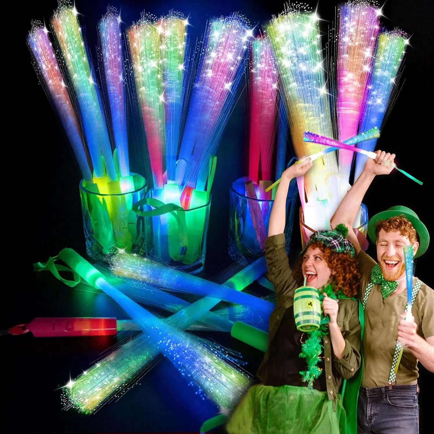 

74 PCS Glow Fiber Wands Sticks, LED Light Wands, Fiber Optic Wands, LED Flashing Sticks, Fiber Optic Light Wand Stick