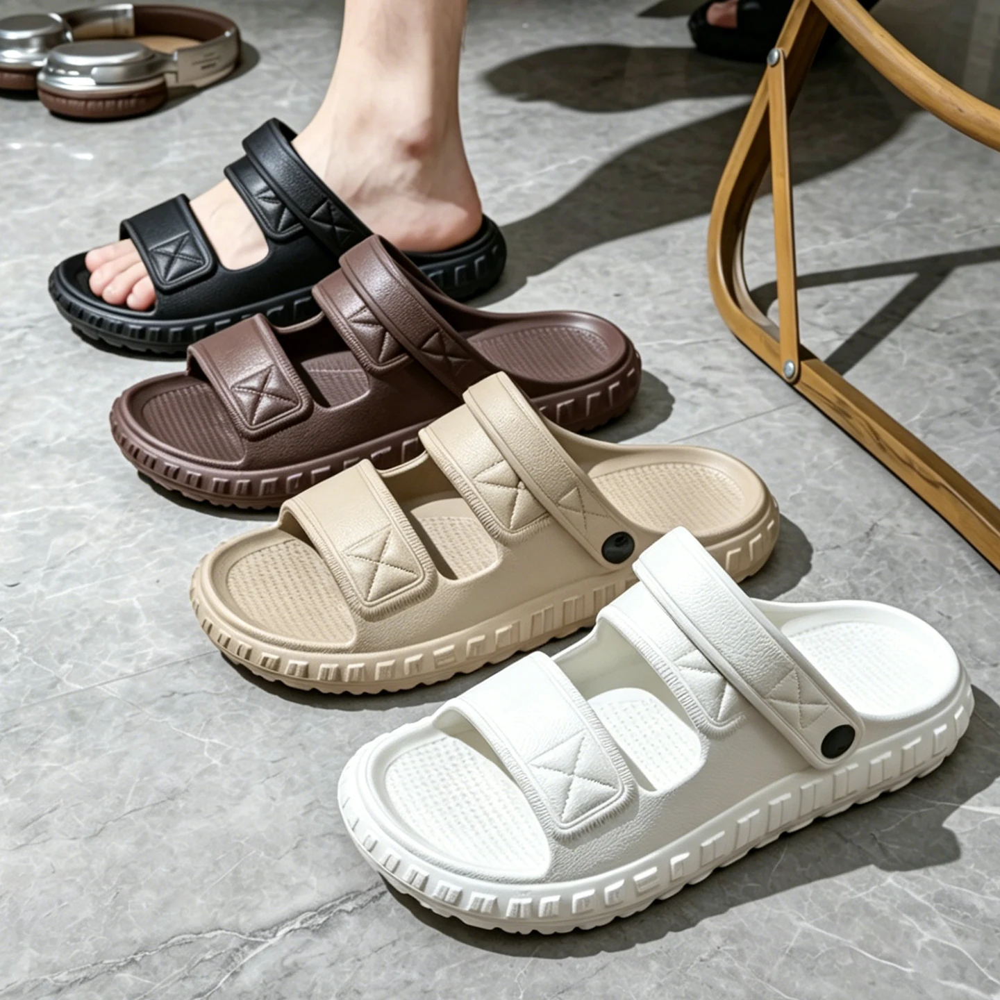 

Men's 2-in-1 EVA Clogs Slippers, Quick-dry Slides, Soft EVA Anti-slip Breathable Casual Sandals for Indoor Outdoor Beach