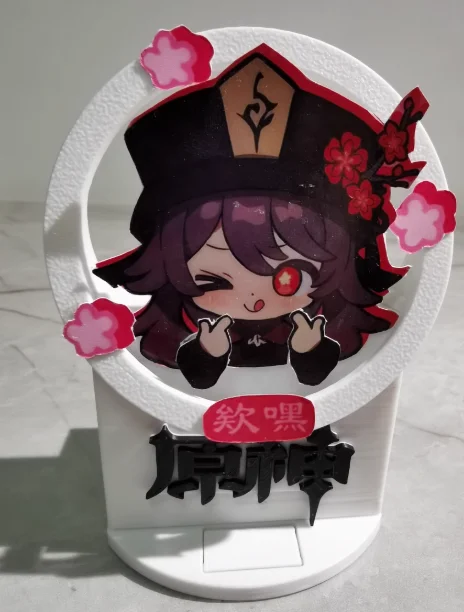 

Genshin Impact Hu Tao Косплей Аниме 3D Печать Мобильная Модель Мультяшная Фигурка Стоячий Знак Рука Может Переместить Аксессуары Рождественский Подарок