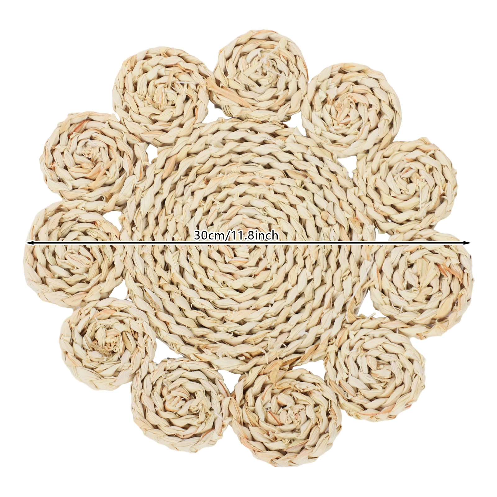 

Round& Petal 12pcs Placemats, Woven Rattan Table Mats, Placemats for Restaurant& Dining Table& Parties& Dining Rooms& Hotels
