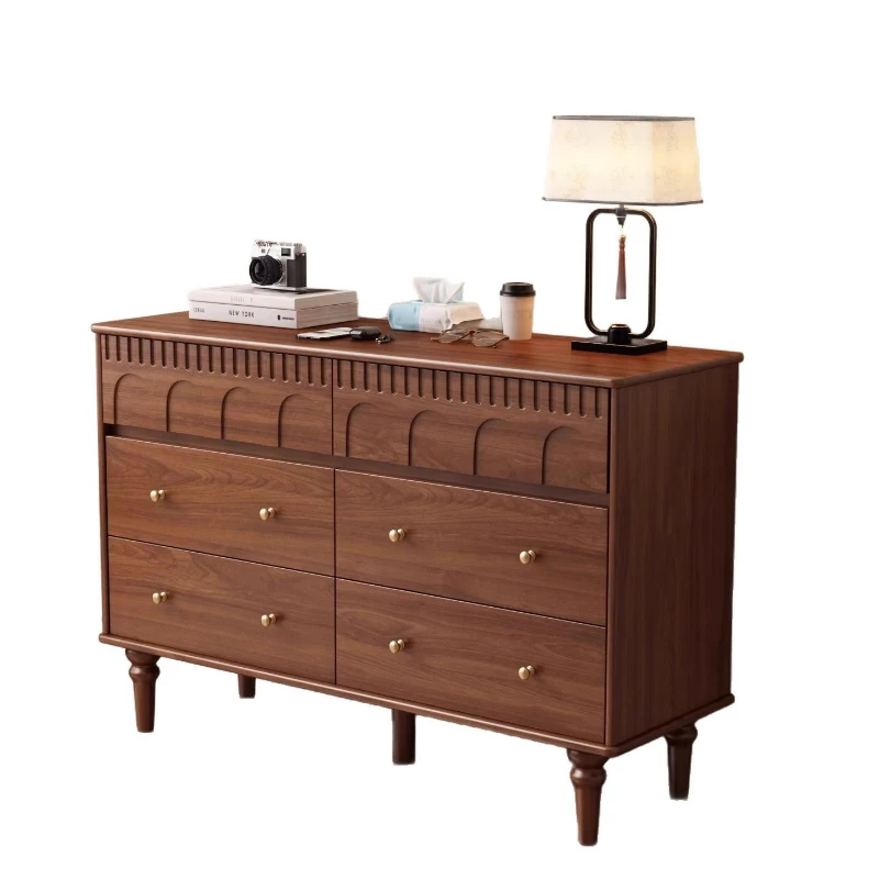 

Solid wood chest storage cabinet New Chinese-style wall storage five-bucket bedroom bedside cabinet New six-bucket retro locker