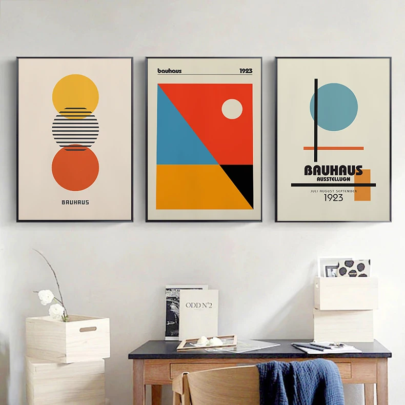 Bauhaus Art Print Poster Geometry Abstract Retro Modern Colorful Canvas Painting Picture Wall Minimalism Living Room Home Decor