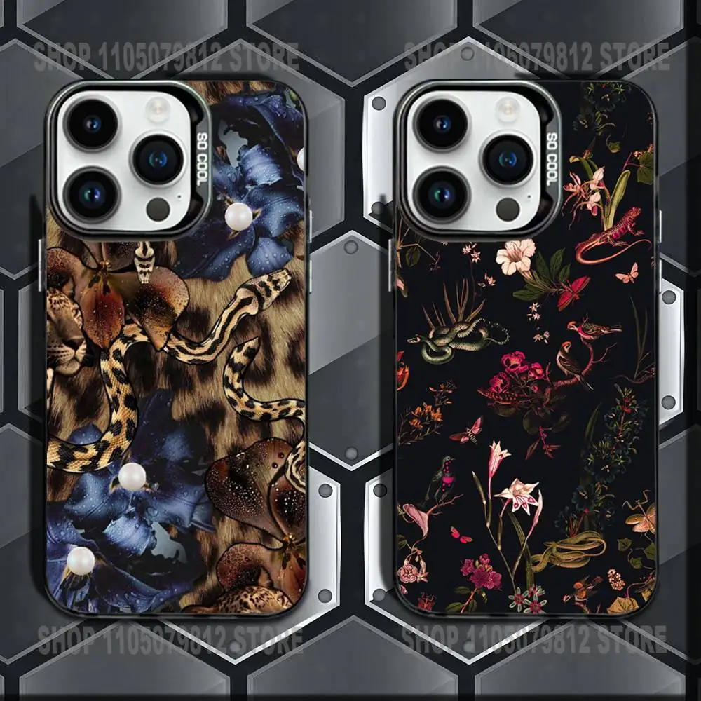 

Leopard and Snake Print Phone Case For iPhone 16,15,14,13,12,11,Mini,Pro,E,MAX Black Candy Matte Shockproof Cover