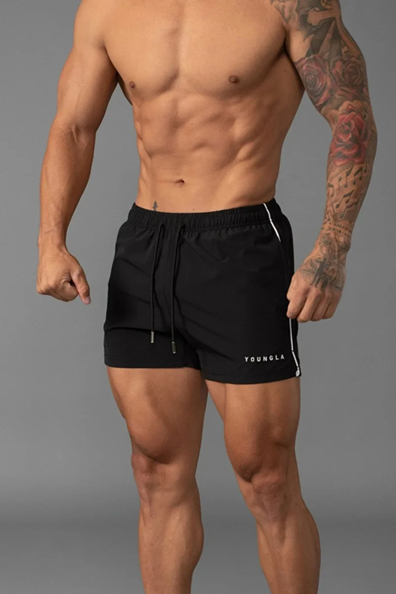 Calções Respiráveis de Secagem Rápida Masculina, Calça de Praia Casual, Cor Sólida, Ginásio, Fitness, Treino, Verão, Novo