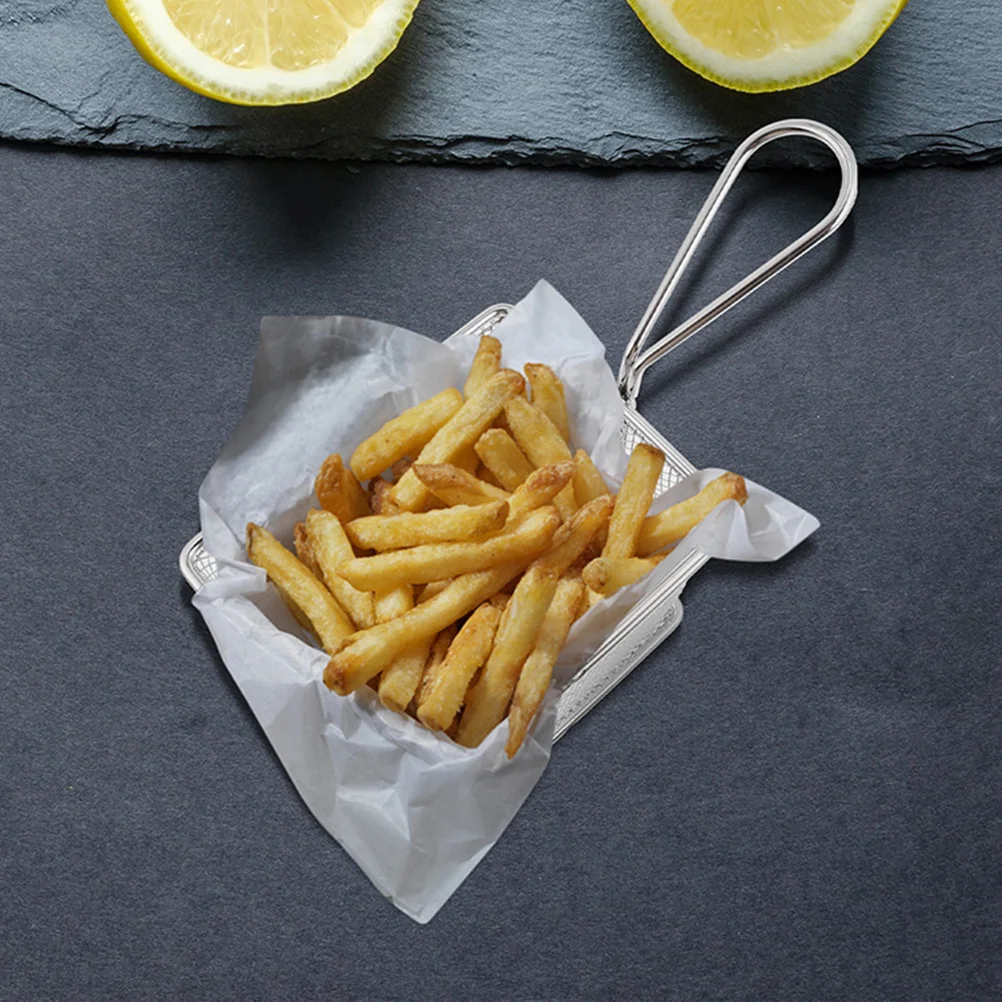 

Mini French Fries Basket Silver Stainless Steel For Oil Drain Cooking Snack Storage Kitchen Strainer Fryer Tool