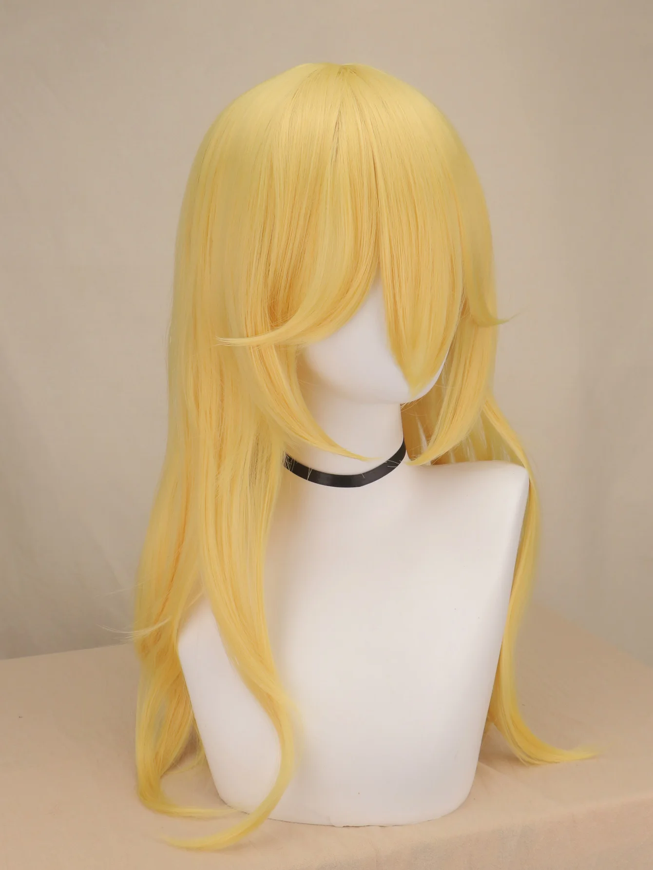 Perruque de princesse jaune longue bouclée et ondulée pour femmes et filles, perruque de Cosplay en Fiber synthétique Blonde pêche résistante à la chaleur