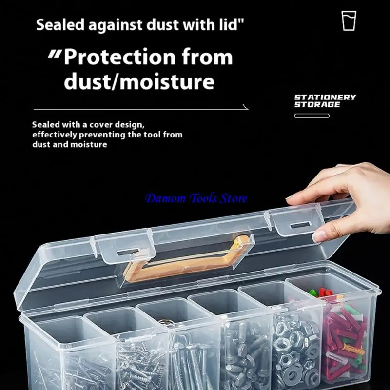 57BE Multipurpose Plastic Tool Storage Box Portable Design Removable Compartment for Car Camping Household Tools Organization
