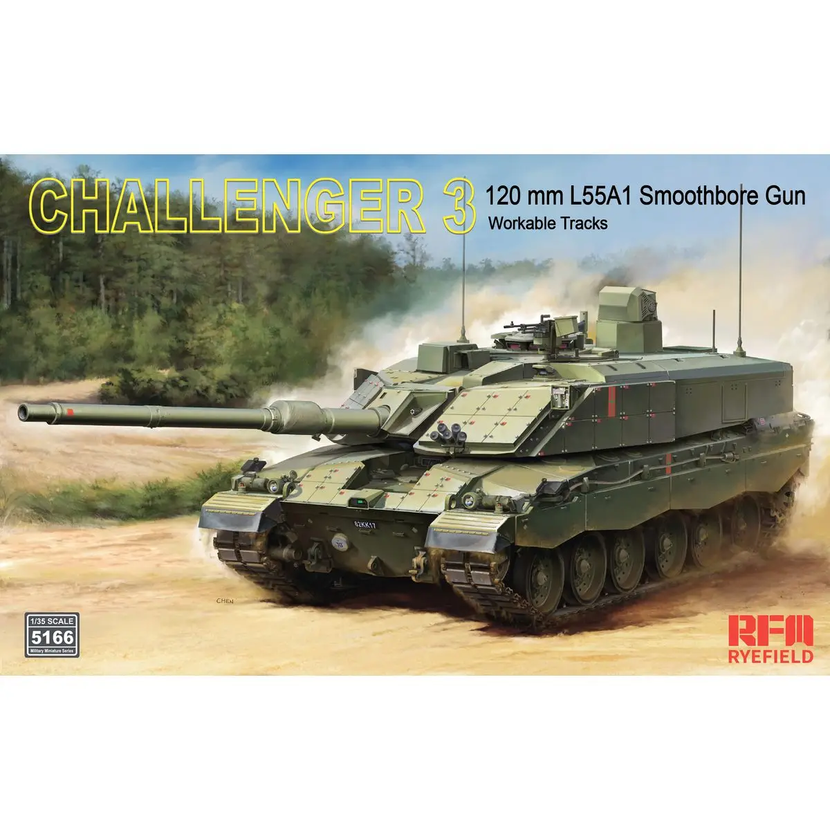 RYEFIELD MODEL RFM RM-5166 1/35 Challenger 3 120mm L55A1 Workable Tracks - Scale Model Kit