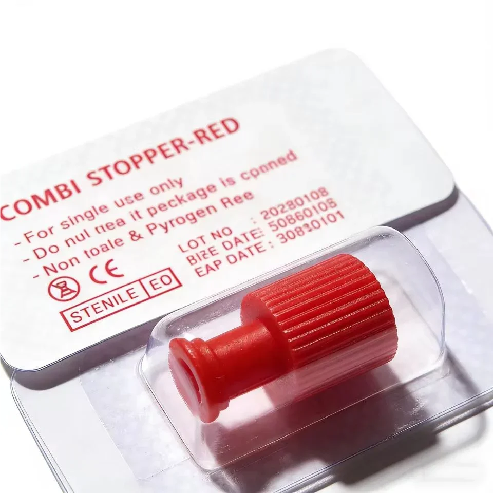 50/100 Stück Rote Kombi-Kappe Luer-Lock-Verschluss Männlich/Weiblich Steril Einzelpackung Medizinisches Gerätezubehör – Detail 3