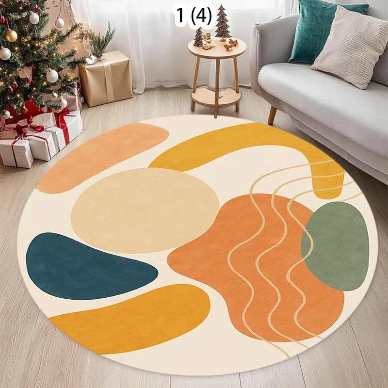 Modern Style Rugs for Bedroom Minimalist Living Room Decoration Round Anti-slip Carpet Soft Bedside Floor Mat Washable Study Rug