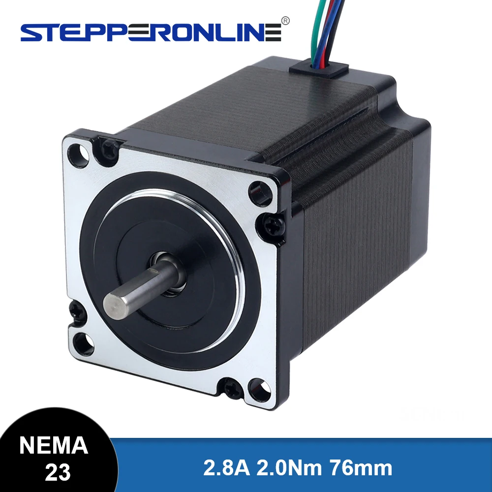 STEPPERONLINE P Series Nema 23 Stepper Motor 76mm Length 2Nm 2.8A Φ6.35mm D-CUT Step Motor 4-lead Bipolar for CNC Robot