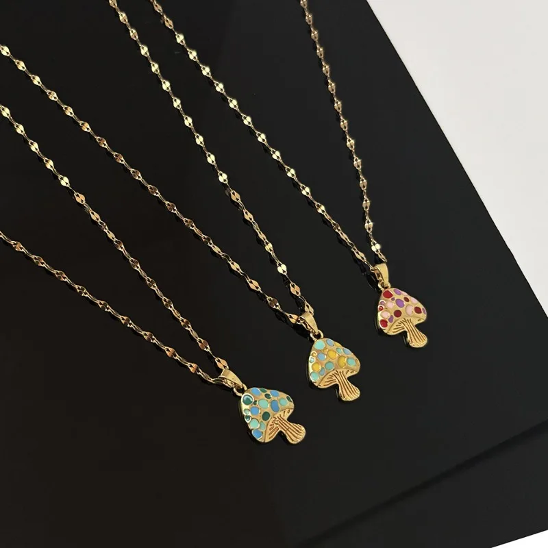 novo-bonito-doce-cor-de-ouro-aco-inoxidavel-colorido-cogumelo-pingente-colar-para-mulher-clavicula-corrente-joias-acessorios-presente