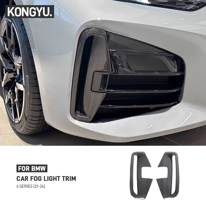 

For BMW 4 Series G22 G23 2021-2024 Real Dry Carbon Fiber Car Front Bumper Grille Fog Light Frame Cover Trim Stickers Accessories