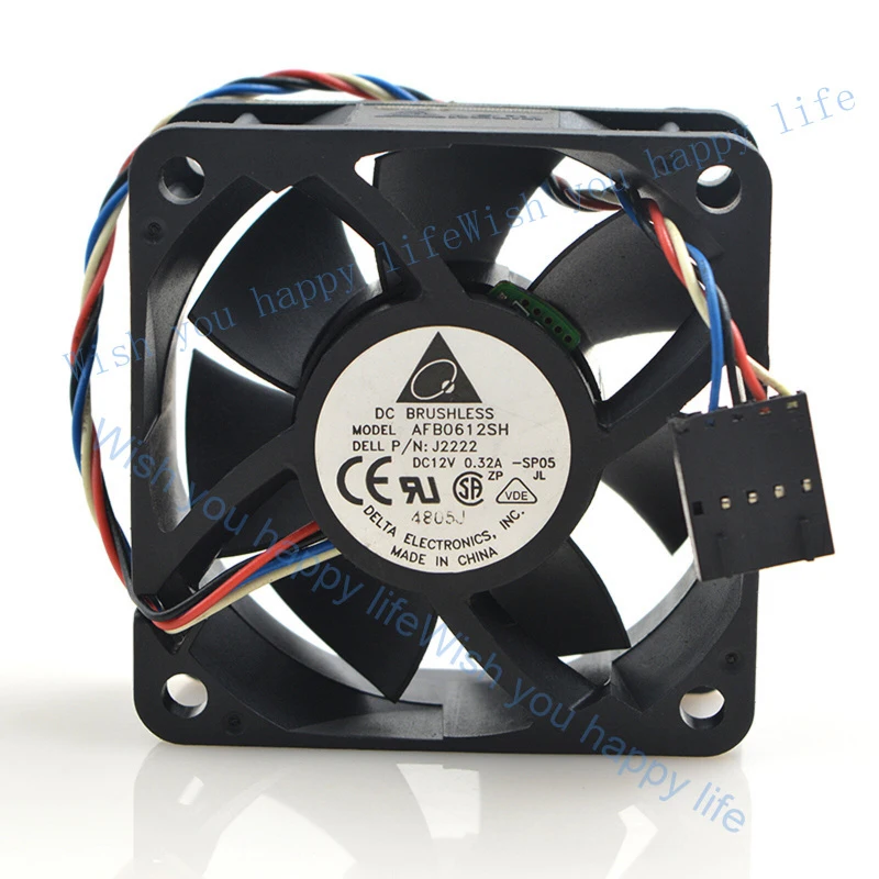 

V+ NEW FOR Delta AFB0612SH 6025 12V 0.32A 6CM 4-wire Double Ball Cooling Fan