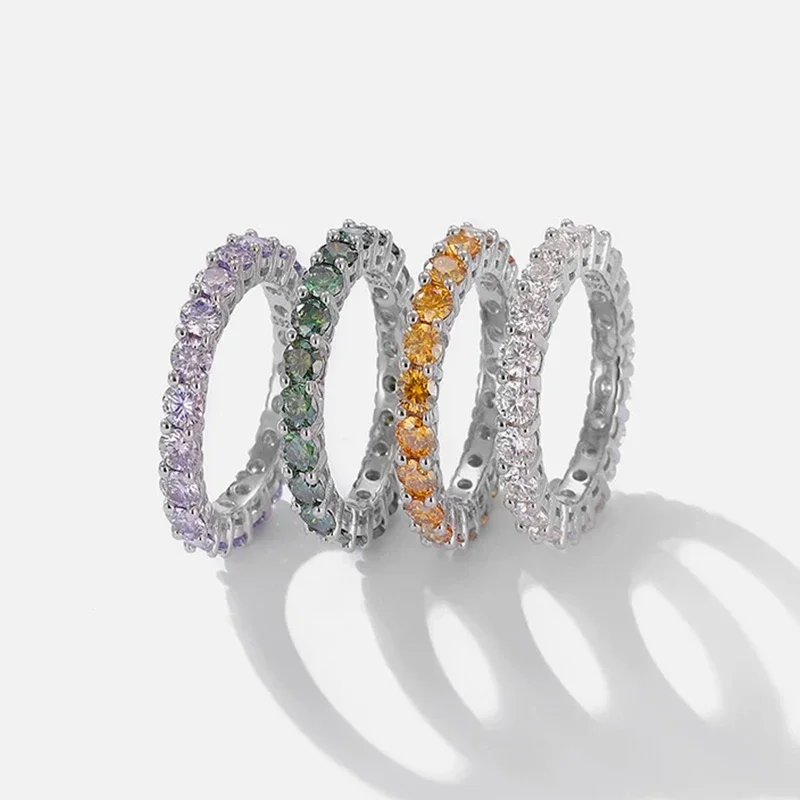NASIALuxury 2.2cttw 3mm Green Violet Moissanite Eternity Ring For Women S925 Silver Pass Diamond Test Wedding Band Rings 2026