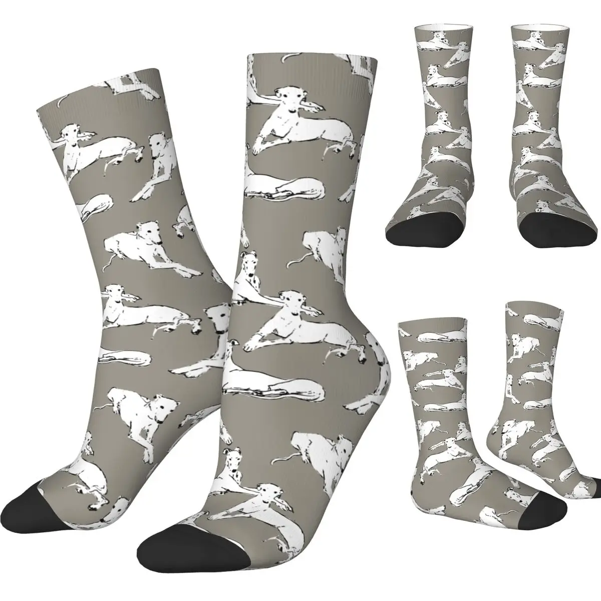 Casual Relaxing Greyhound Whippet Sports Socks Sighthound Dog Polyester Long Socks for Women Men Non-slip