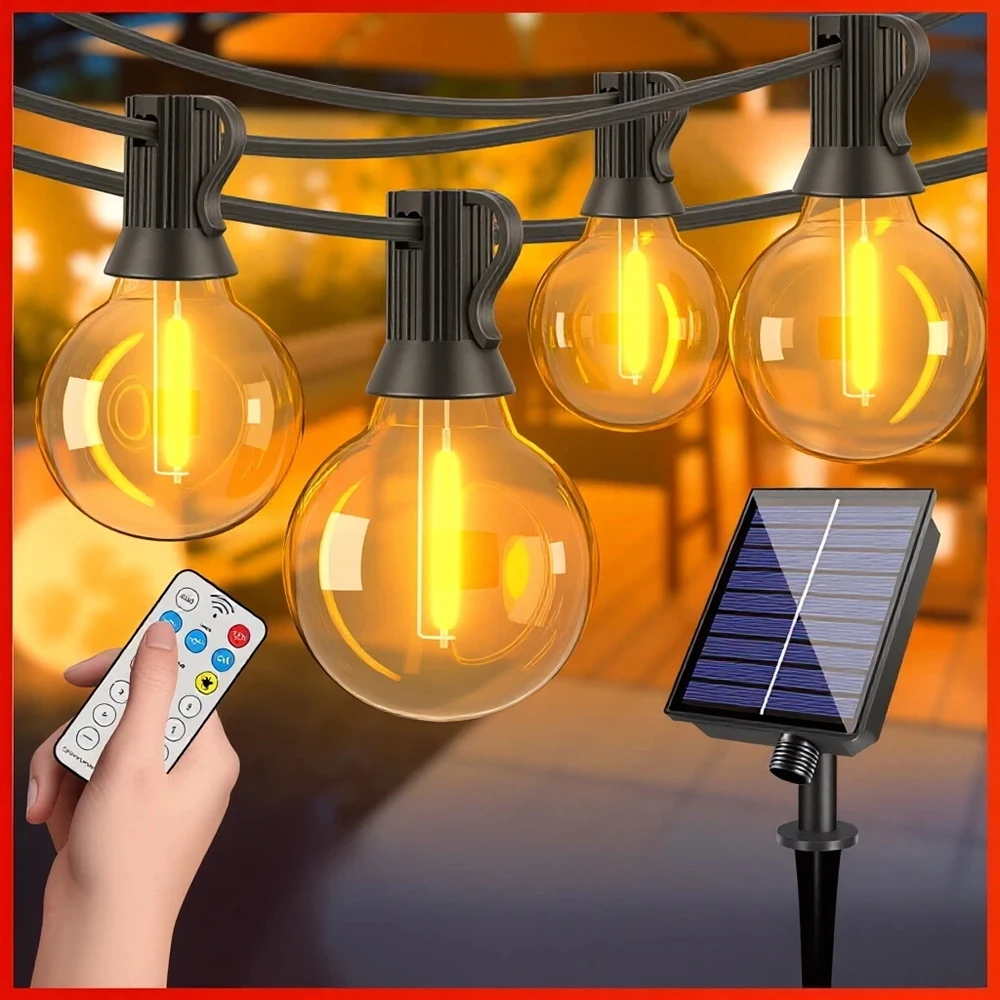 Outdoor Solar Light String Balcony Warm Light Bulb Remote Control 7.6/10/15/18 Meters Multiple Specifications Garden Lamp String