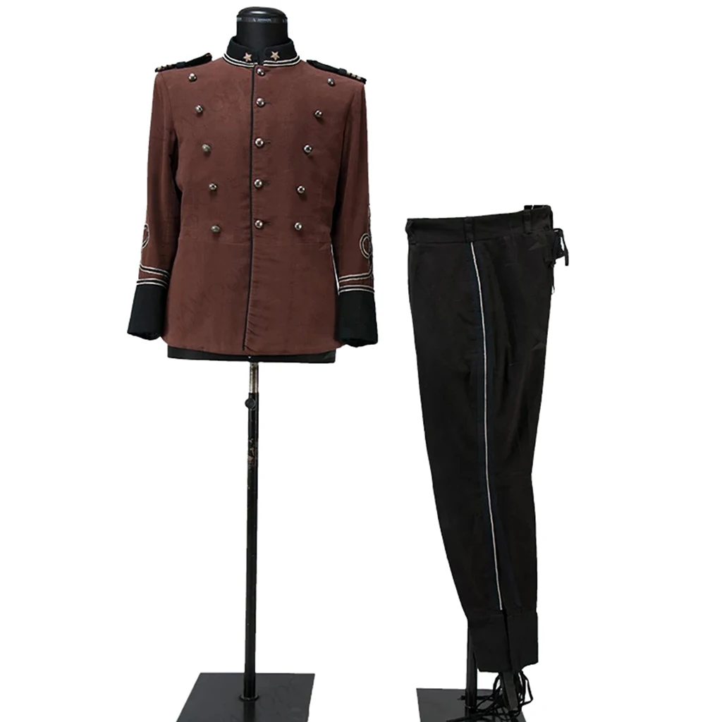 Traje de guerra Zulu del siglo XIX hecho a medida, túnica de oficial de lana marrón del ejército británico, chaqueta marrón, pantalones, traje militar romántico
