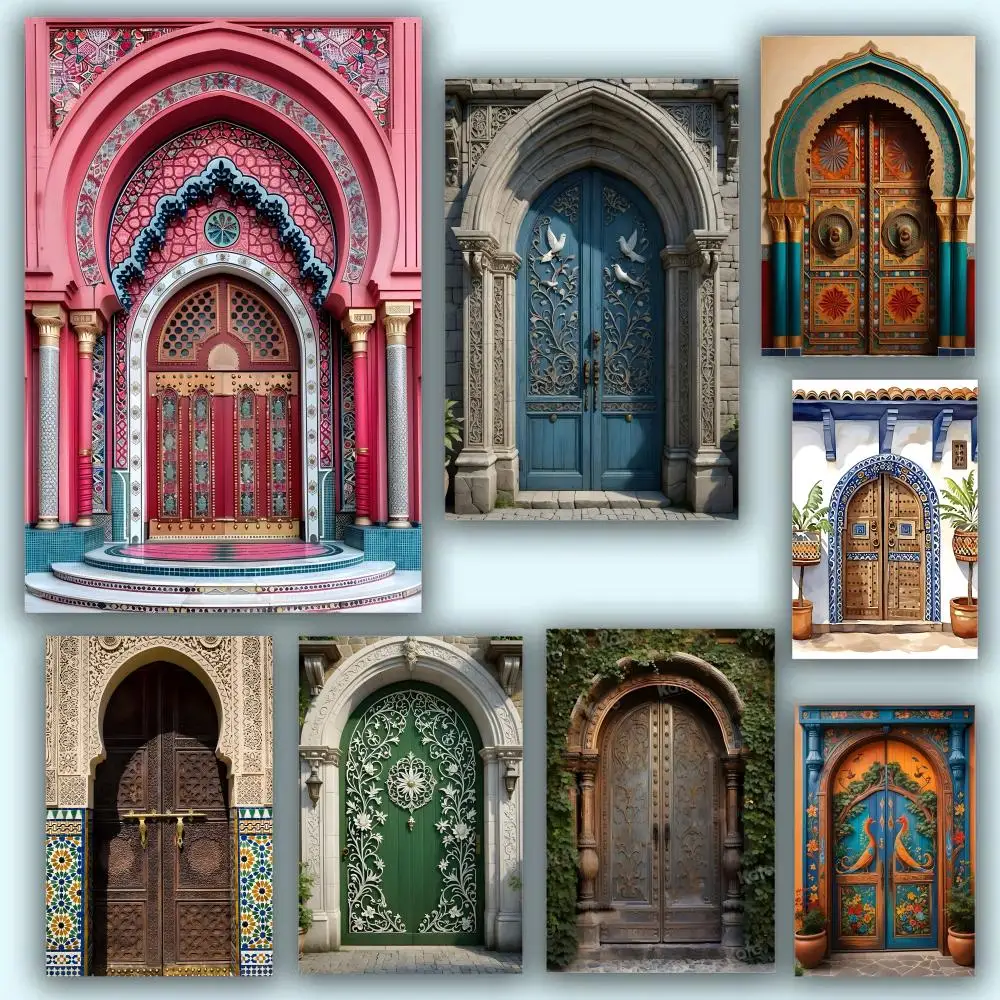 Morocco Door Arabic Self-adhesive Art Poster HD Anime Hot Theme Singer/OST/Movie-Waterproof Self-Stick Home Decor