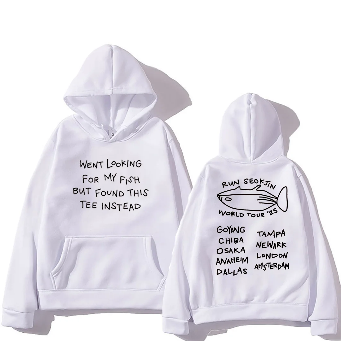 Jin Super Tuna Fish RUNSEOKJIN World TOUR Graphics Hoodie Men Women's Kpop Korean Singer Fleece.vintage Long sleeve Sweatshirt