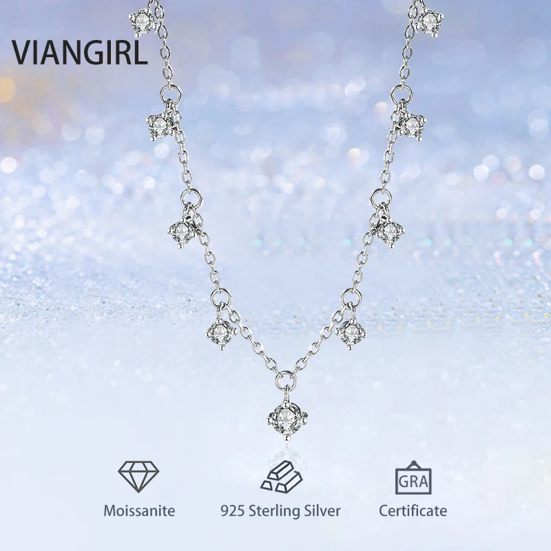 

D Color 1.1cttw Real Moissanite Diamond Pendants Necklaces For Women 925 Sterling Silver with Certificate Trendy Luxury Jewelry