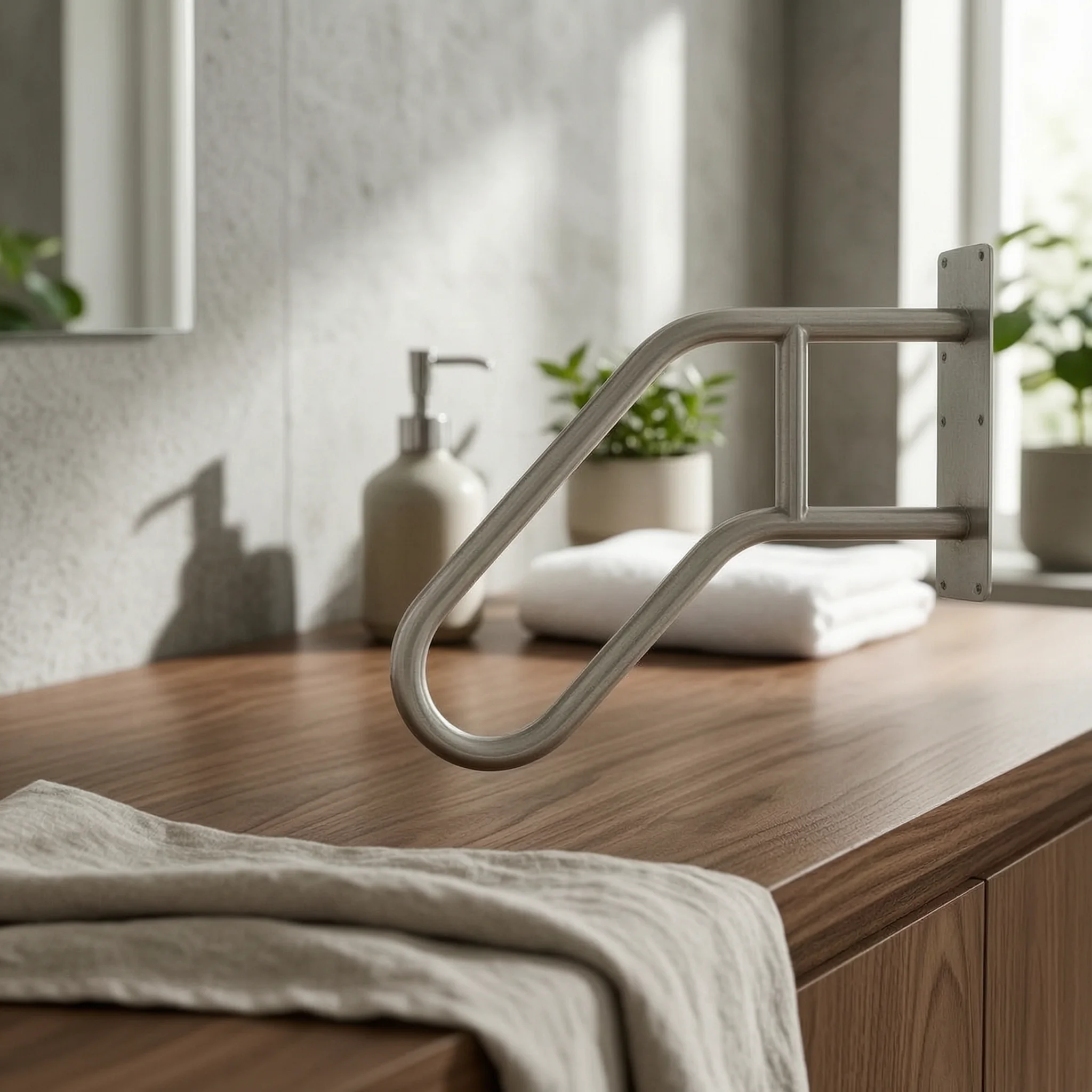 U-Shaped Handrail Long-Lasting Folding Handrail Metal Stair Railing Heavy-Duty Grab Bar High Load Capacity for Bathroom