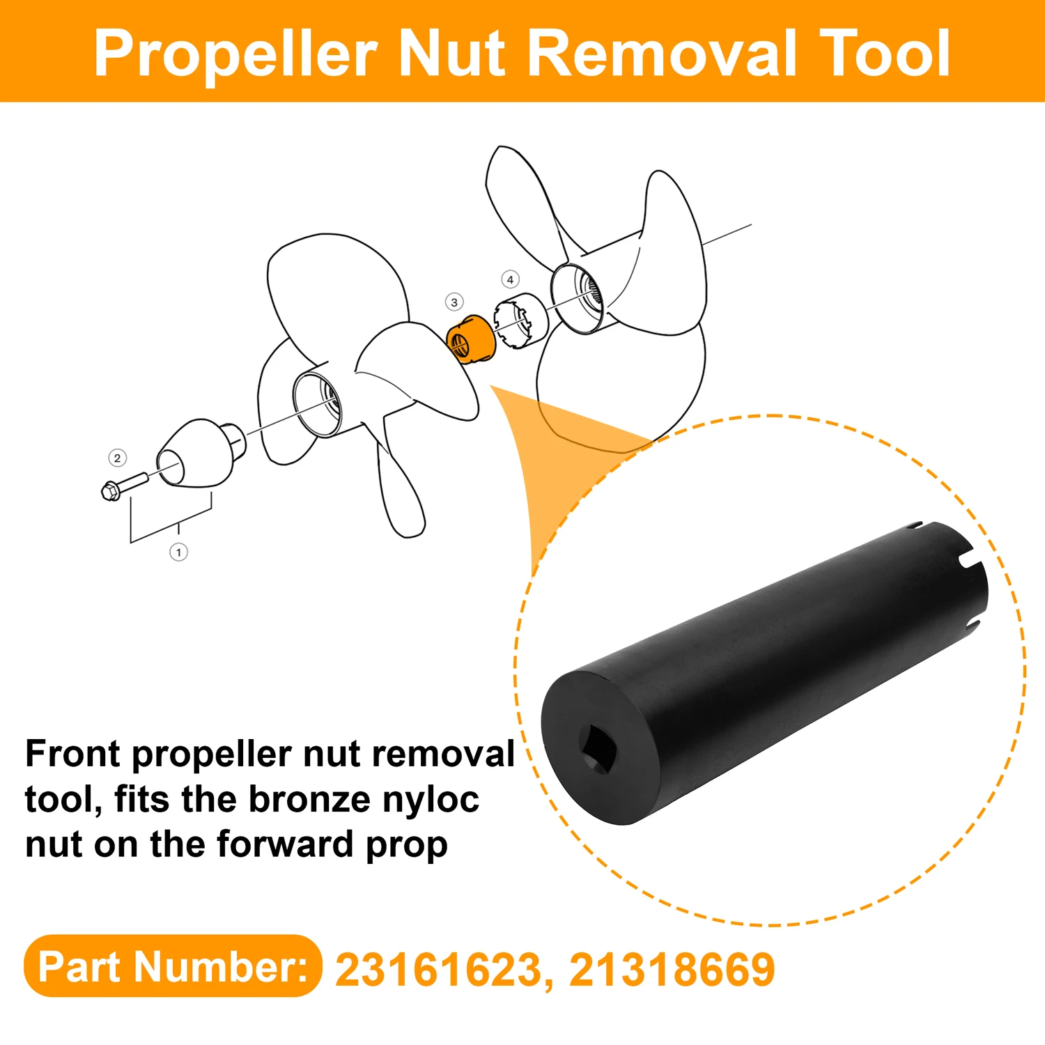 Propeller Nut Removal Tool For Volvo Penta DuoProp DPH DPI DPR 23161623