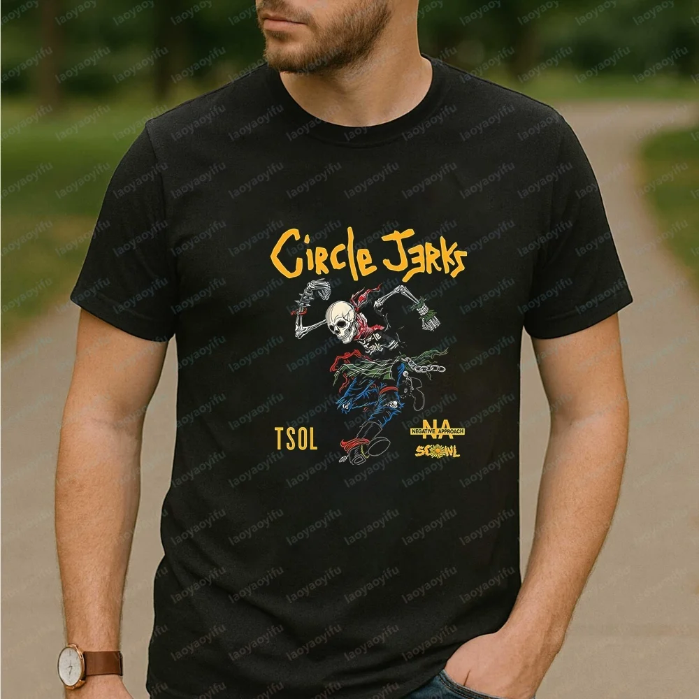Streetwear F Retro Circle Jerks Summer Trend Short-Sleeved Men's and Women's Universal Shirt Pattern Comfortable T-shirt