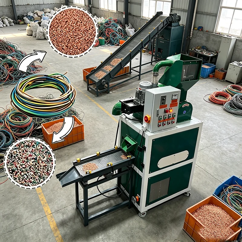 Portable Scrap Wire Granulator CE Approved Small Copper Wire Recycling Machine Copper Granule Production Device