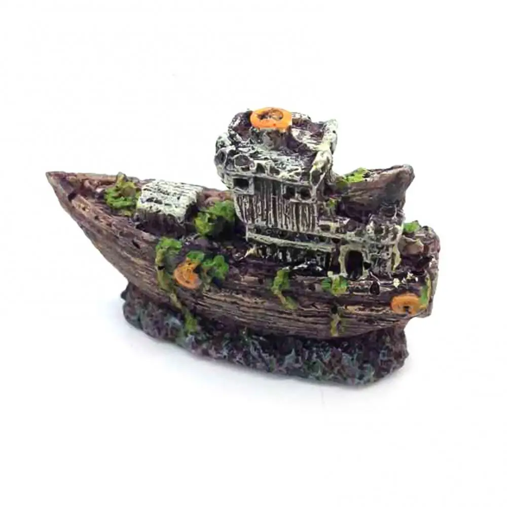 Decoration Aquarium Decor Fish Tank Landscaping Landscaping Decor Mini Resin Aquarium Sunken Ship Boat Model Aquarium