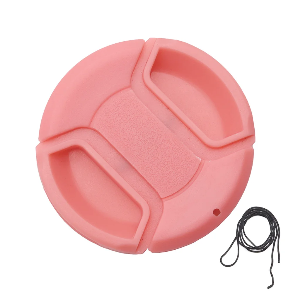 Pink / Green Colorful Center Pinch Camera Lens Cap Cover Lid Universal Snap-on Plastic 49 52 58 67 mm