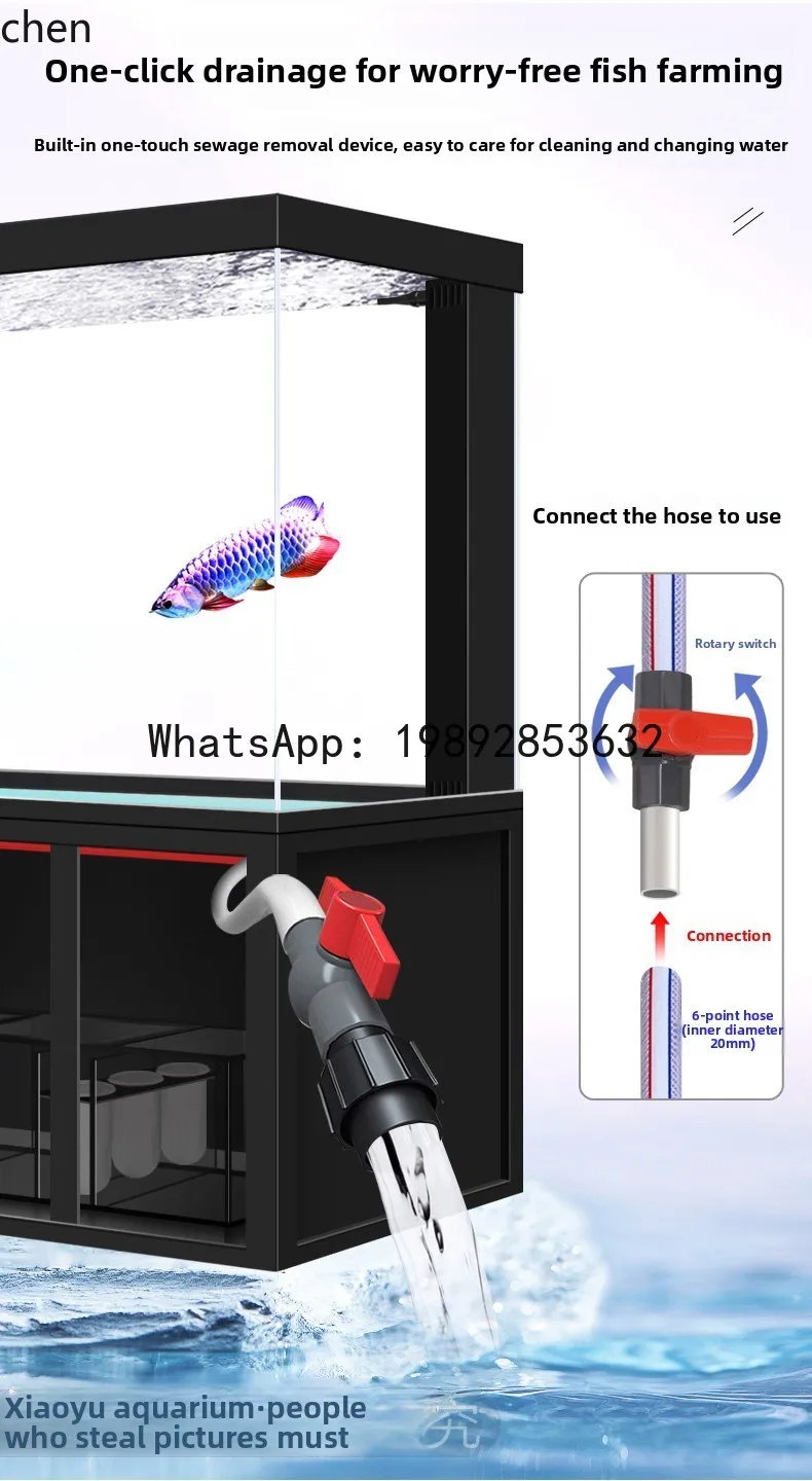 Large Fish Tank Ultra Clear Glass Aquarium Bottom Filter Lazy No Water Change Needed Living Room Home Screen Ecological