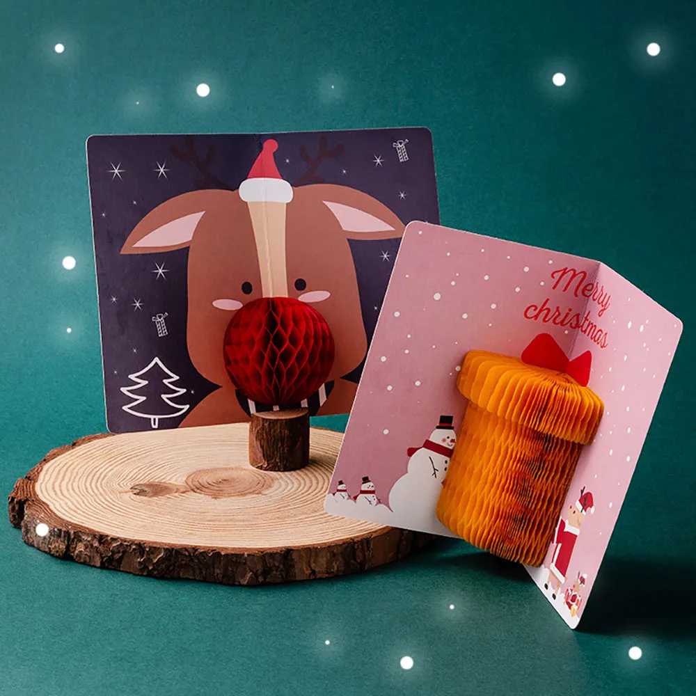 Honeycomb 3D Creative Birthday Simple Christmas Card Small Fresh Watercolor Card Blessing Card