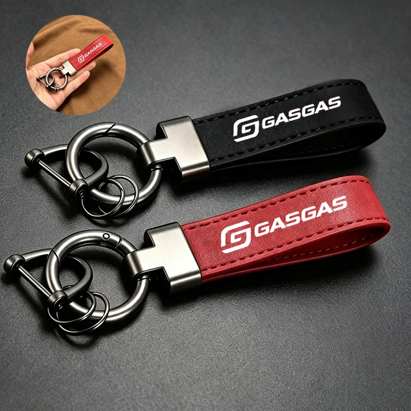 For GASGAS MC450F EC300 GP SM 700 900 EC Accessories Logo Leather Suede Motorcycle Keychain Zinc Alloy Keyrings Charm Styling