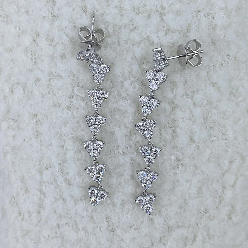 Platinum 950 3ctw Round Cut  DEF VS-VVS Lab Grown Diamond Pendant Earrings Birthday Gift Give It To Her