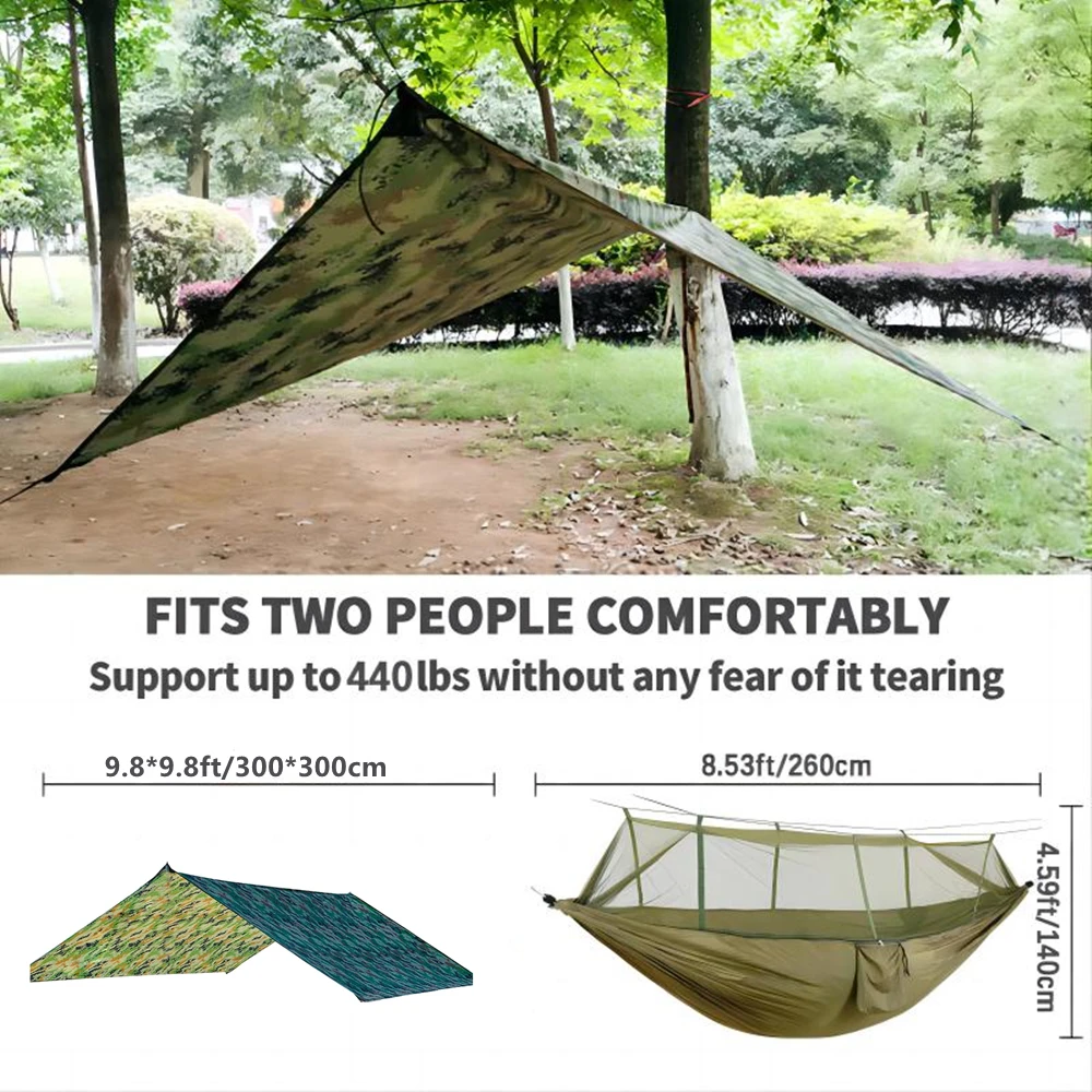 Portable Camping Tourist Hammock Tent Travel Outdoor Garden Hanging Mosquito Net Hammocks Swing Wiht Waterproof Awnings Canopy