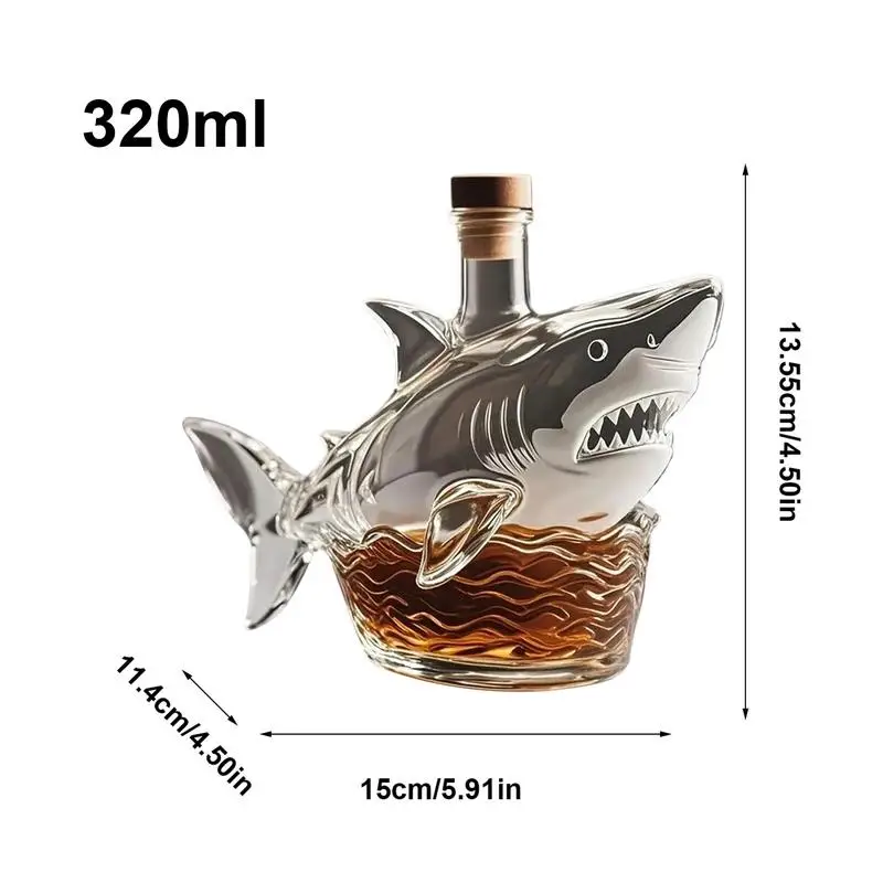 Decanter per squalo da whisky 320ml Decanter per bicchieri da whisky a forma di squalo Contenitore per liquori vuoto decorativo per padre vicino zio