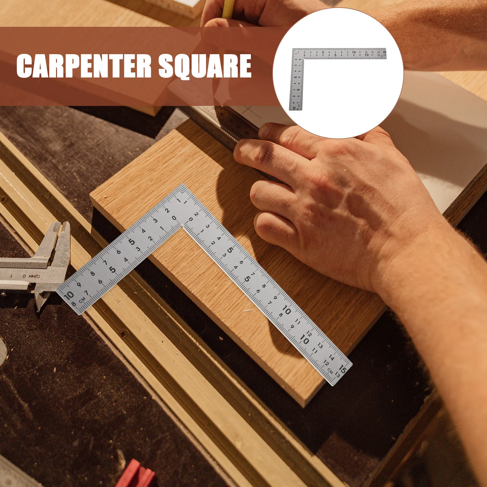 Carpenter Square Woodworking Measuring Ruler 10x15cm Stainless Steel Thickened Rustproof Precision Metal Ruler Professional